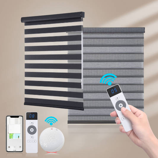 Smart Motorized Zebra Shades Electric Remote Control Zebra Blinds