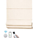 Custom Motorized Electric Roman Blinds Horizontal Pattern Roman Shades