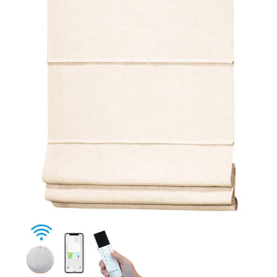 Custom Motorized Electric Roman Blinds Horizontal Pattern Roman Shades